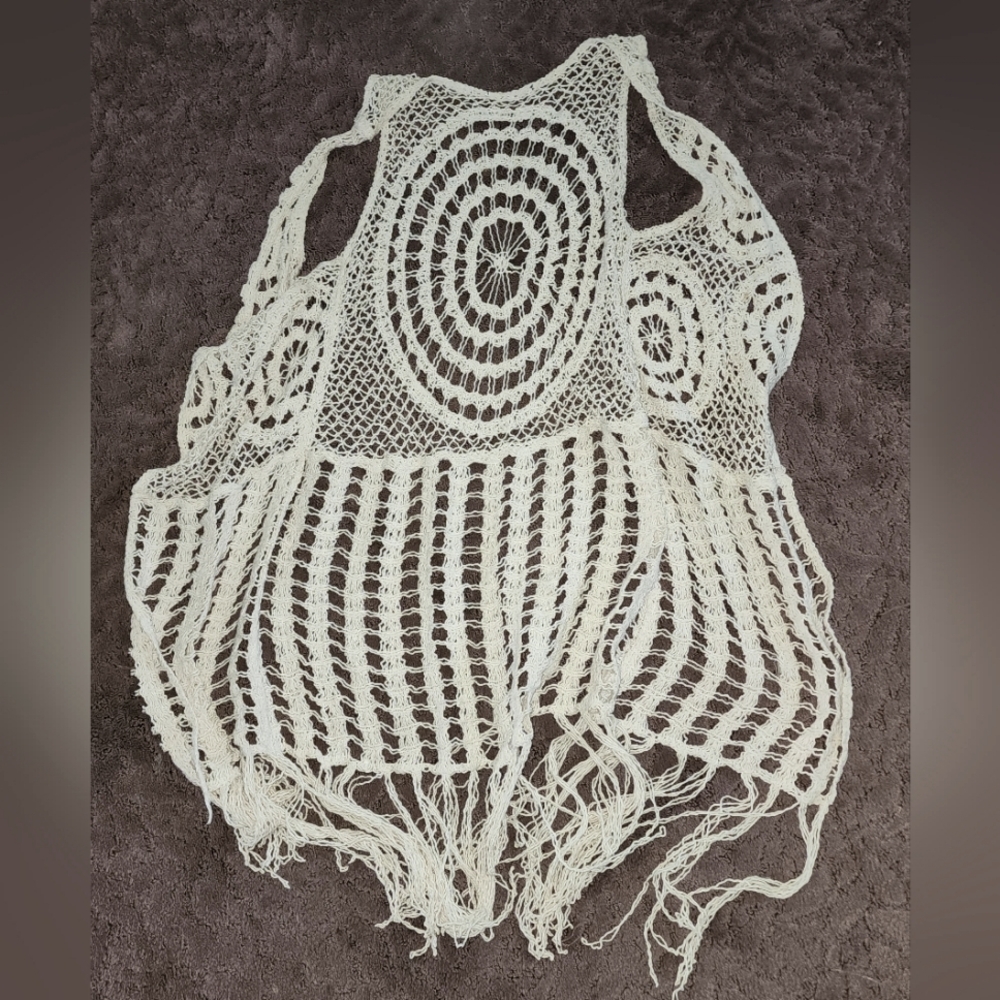 Vintage Crochet vest with fringe
